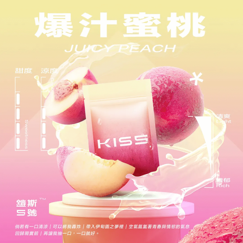 【爆汁蜜桃】KIS5鎧斯 5號電子煙煙彈,通用一代電子煙主機,三顆量裝,台灣現貨,口感絕佳